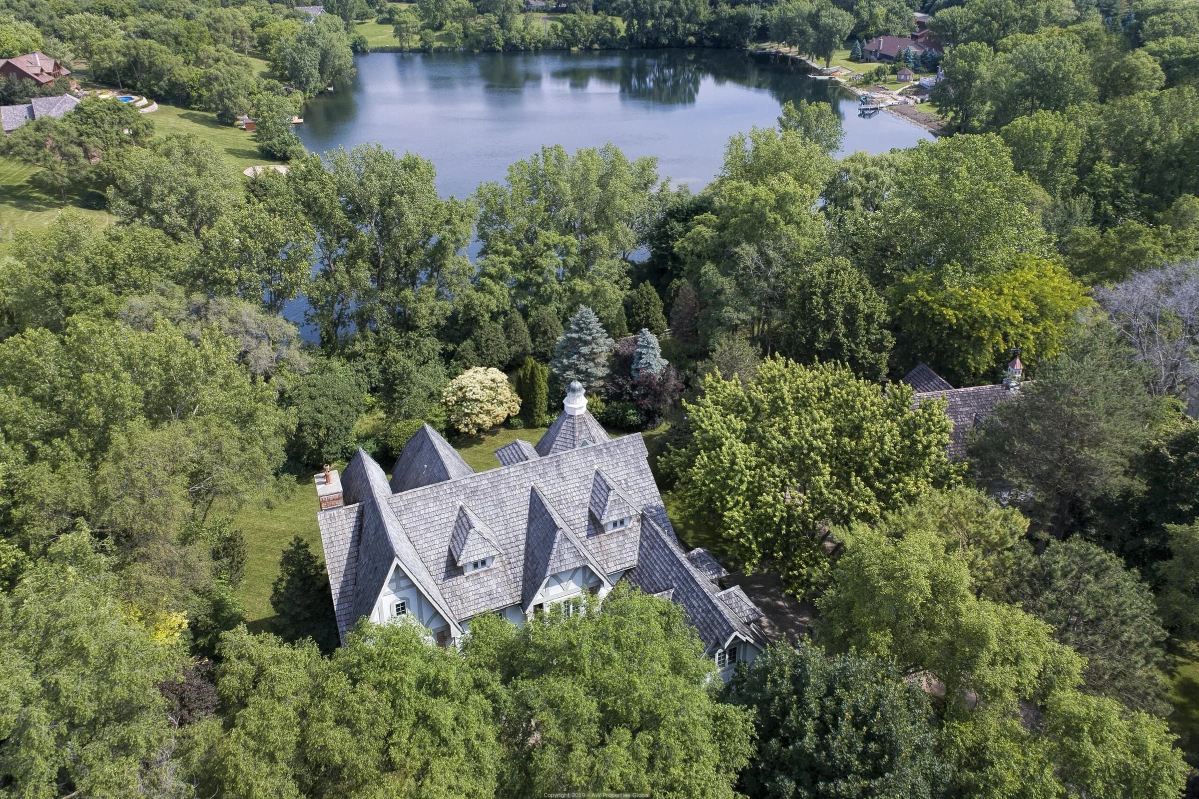 Lakefront, 10+ Acre Estate with Pier on Private Lake, Equestrian Stable & Outbuilding w/ Coach House in McHenry, photo 1